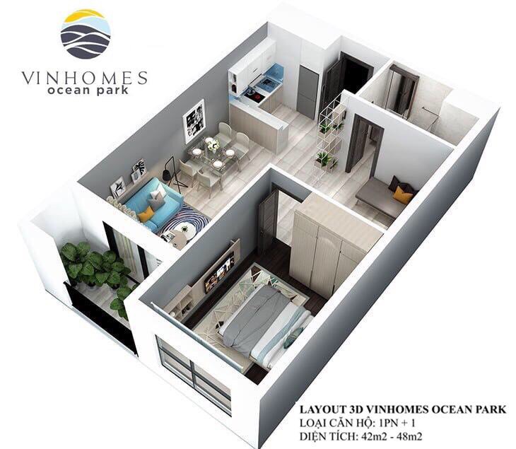 Serviced Apartment For Rent in Vinhomes Ocean Park S2.19 43M2